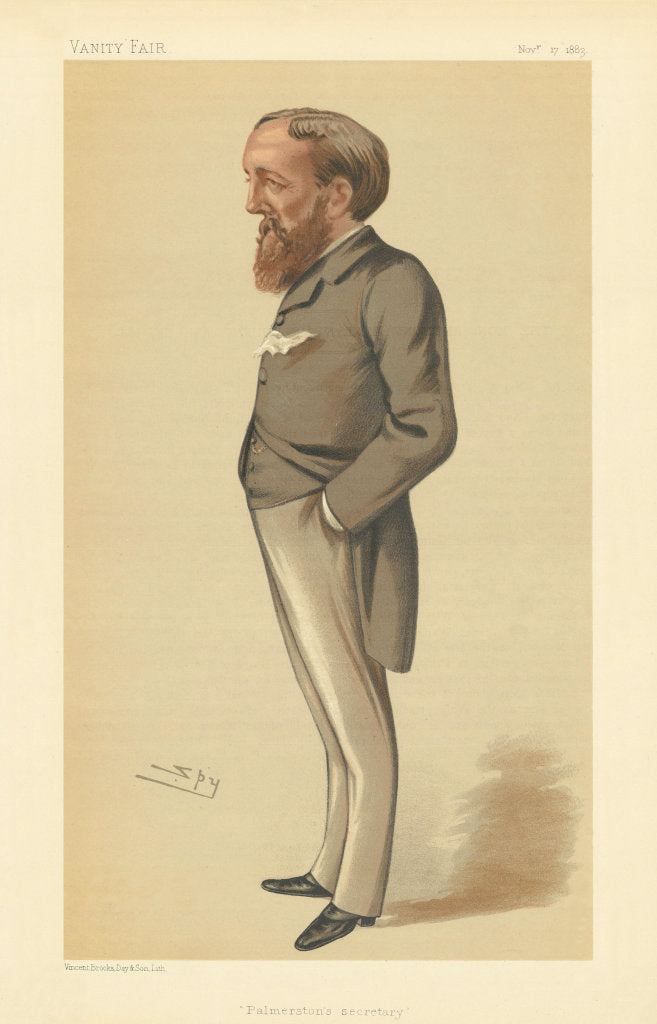 VANITY FAIR SPY CARTOON Evelyn Ashley 'Palmerston's Secretary' Politicians 1883